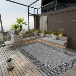 Comparateur de prix : Vidaxl - Tapis d'extérieur Noir 140x200 cm pp Black and grey