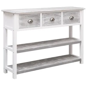vidaXL Buffet Gris antique 108x30x76 cm Bois de Paulownia massif