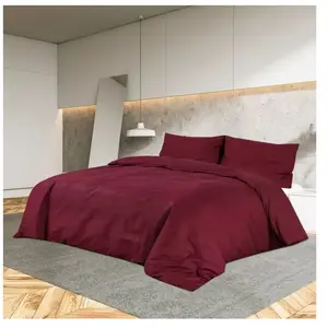 vidaXL Ensemble de housse de couette Bordeaux 140x200 cm Coton pas cher