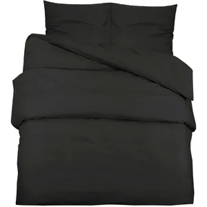 vidaXL Ensemble de housse de couette Noir 200x220 cm Coton pas cher