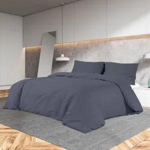 vidaXL Ensemble de housse de couette Anthracite 135x200 cm Coton pas cher