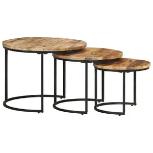 Comparateur de prix : vidaXL Tables gigognes 3 pcs Bois de manguier brut