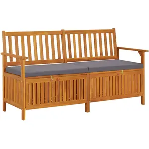 vidaXL Banc de rangement avec coussin 170 cm Bois d'acacia solide pas cher