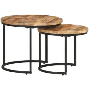 Comparateur de prix : vidaXL Tables gigognes 2 pcs Bois de manguier brut