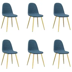 vidaXL Chaises à manger lot de 6 bleu velours pas cher