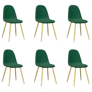 vidaXL Chaises à manger lot de 6 vert foncé velours pas cher
