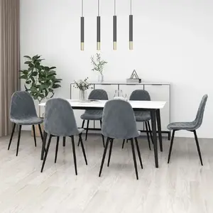 vidaXL Chaises à manger lot de 6 gris foncé velours pas cher