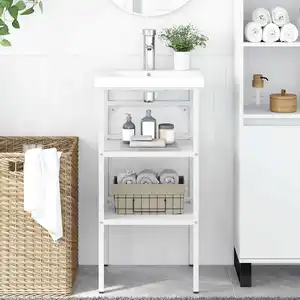 VIDAXL Cadre de lavabo de salle de bain Blanc 40x38x83 cm Fer pas cher
