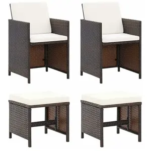 Comparateur de prix : vidaXL Jeu de chaise et tabouret de jardin 4 pcs Résine tressée Marron