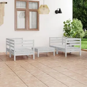 vidaXL Salon de jardin 5 pcs blanc bois de pin massif pas cher
