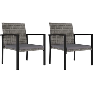 vidaXL Chaises à manger de jardin lot de 2 résine tressée gris pas cher