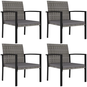 vidaXL Chaises à manger de jardin lot de 4 résine tressée gris pas cher