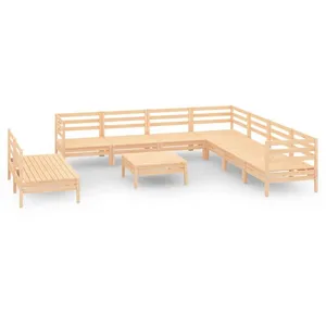 vidaXL Salon de jardin 10 pcs Bois de pin massif pas cher