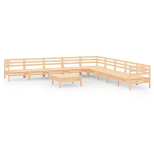 vidaXL Vidaxl Salon De Jardin 10 Pcs Bois De Pin Massif pas cher