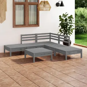 vidaXL Salon de jardin 6 pcs Bois de pin massif Gris pas cher