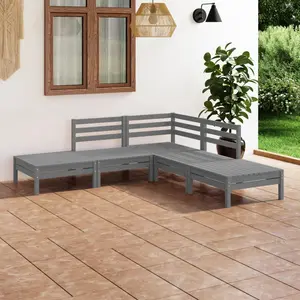 vidaXL Salon de jardin 5 pcs Bois de pin massif Gris pas cher