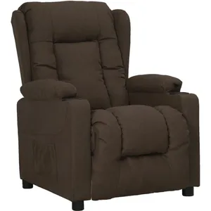 vidaXL Fauteuil inclinable Marron foncé Tissu pas cher