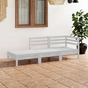 vidaXL Salon de jardin 3 pcs Blanc Bois de pin massif pas cher