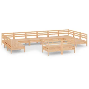 vidaXL Salon de jardin 12 pcs Bois de pin massif pas cher