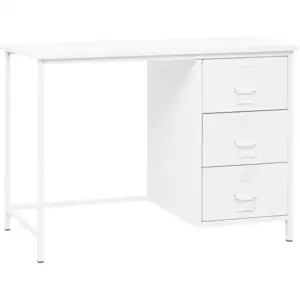 Comparateur de prix : vidaXL Bureau industriel avec tiroirs Blanc 105x52x75 cm Acier