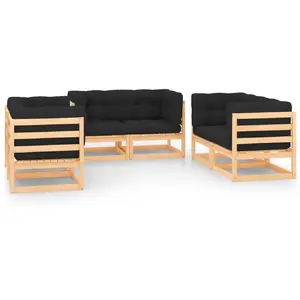 vidaXL Salon de jardin 6 pcs avec coussins Bois de pin massif pas cher