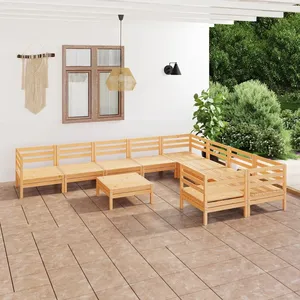 vidaXL Salon de jardin 10 pcs Bois de pin massif pas cher