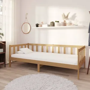 vidaXL Lit de repos et matelas 90x200cm Marron miel Bois de pin massif pas cher