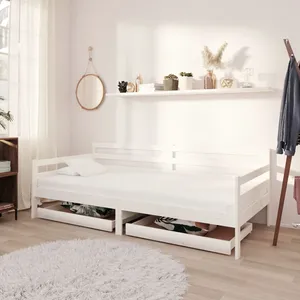 vidaXL Vidaxl Lit De Jour Sans Matelas Avec Tiroirs 90x200 Cm Blanc pas cher