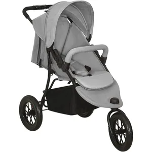 vidaXL Poussette pour bébé Gris clair Acier