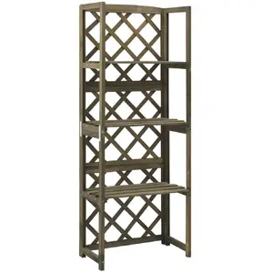Comparateur de prix : vidaXL Treillis avec étagères Gris 55x30x140 cm Bois de sapin massif