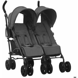 vidaXL Poussette à deux places Anthracite Acier