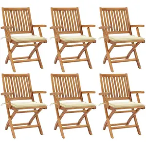 Comparateur de prix : vidaXL Chaises pliables de jardin avec coussins lot de 6 Bois de teck