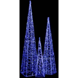 Comparateur de prix : vidaXL Jeu de cônes lumineux à LED Acrylique Bleu 60/90/120 cm