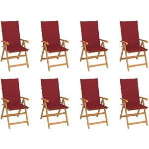 Comparateur de prix : vidaXL Chaises inclinables de jardin avec coussins 8 pcs Teck solide