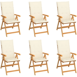 Comparateur de prix : vidaXL Chaises inclinables de jardin avec coussins 8 pcs Teck solide