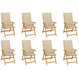 Comparateur de prix : vidaXL Chaises inclinables de jardin avec coussins 8 pcs Teck solide