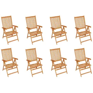 Comparateur de prix : VidaXL Chaises Inclinables De Jardin 8 Pcs Bois De Teck Solide Yueyinnkeji