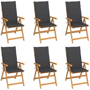 Comparateur de prix : vidaXL Chaises inclinables de jardin avec coussins 8 pcs Teck solide