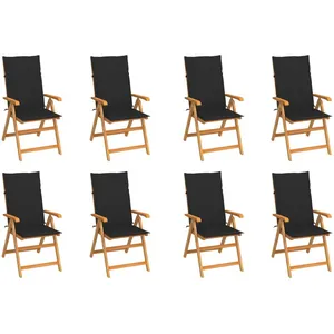 Comparateur de prix : vidaXL Chaises inclinables de jardin avec coussins 8 pcs Teck solide