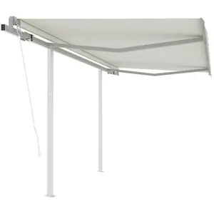 vidaXL Auvent rétractable automatique et poteaux 3x2,5 m Crème