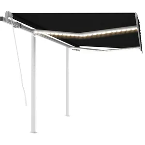 vidaXL Auvent automatique capteur de vent et LED 3x2,5 m Anthracite pas cher