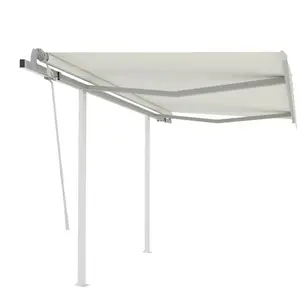 vidaXL Auvent manuel rétractable avec poteaux 3x2,5 m Crème pas cher