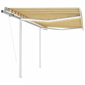 vidaXL Auvent automatique capteur de vent LED 3,5x2,5 m Jaune et blanc pas cher