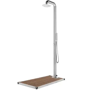 Comparateur de prix : vidaXL Douche de jardin avec base marron 230 cm Acier inoxydable