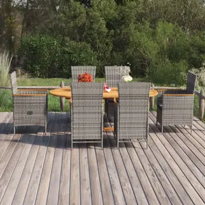 vidaXL Ensemble de salle à manger de jardin 7 pcs Résine tressée Gris pas cher