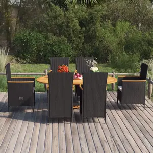 vidaXL Ensemble de salle à manger de jardin 7 pcs Résine tressée Noir pas cher