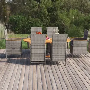 vidaXL Ensemble de salle à manger de jardin 7 pcs Résine tressée Gris pas cher