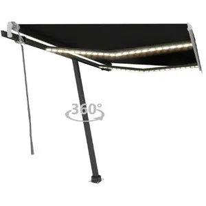 vidaXL Auvent manuel rétractable avec LED 300x250 cm Anthracite pas cher