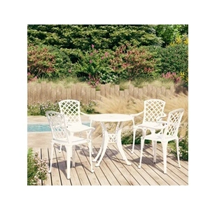 vidaXL Ensemble de bistro 5 pcs Aluminium coulé Blanc pas cher