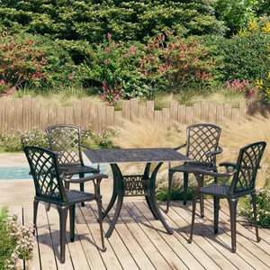 vidaXL Ensemble de bistro 5 pcs Aluminium coulé Noir pas cher